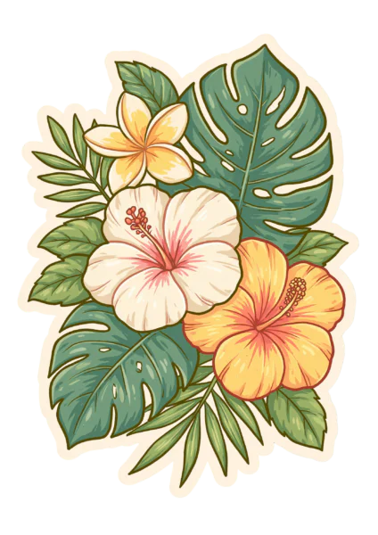 Tropical Flowers & Monstera Leaves Sticker PNG – Tropical Hibiscus & Plumeria Floral Bouquet Printable Sticker, Die Cut Hawaiian Decal PNG for Planners & Crafting Tropical Flowers & Monstera Leaves Sticker PNG – Tropical Hibiscus & Plumeria Floral Bouquet Printable Sticker, Die Cut Hawaiian Decal PNG for Planners & Crafting