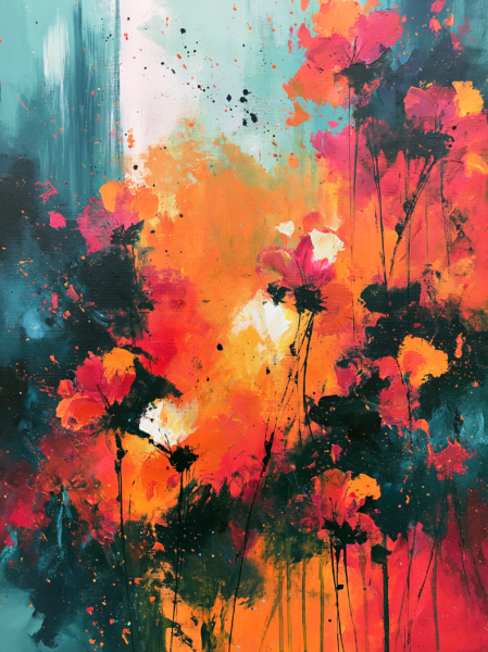 Abstract Vibrant Floral Oil Painting Printable Wall Art – Expressionist Orange & Pink Botanical Poster, Modern Eclectic Wall Decor Abstract Vibrant Floral Oil Painting Printable Wall Art – Expressionist Orange & Pink Botanical Poster, Modern Eclectic Wall Decor