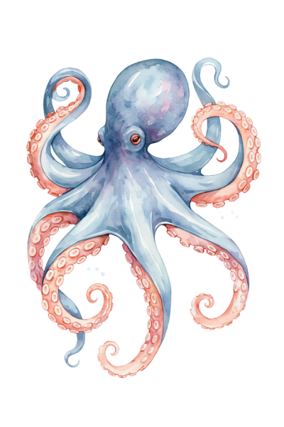 Watercolor Octopus Clipart PNG – Blue & Coral Sea Creature Illustration, Nautical Ocean Animal Sublimation Digital Graphic Watercolor Octopus Clipart PNG – Blue & Coral Sea Creature Illustration, Nautical Ocean Animal Sublimation Digital Graphic