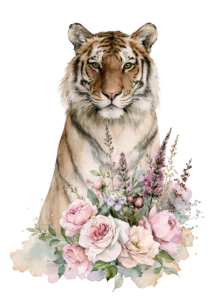 Floral Tiger Clipart PNG – Watercolor Tiger with Pink Roses & Wildflowers Illustration, Boho Botanical Animal Digital Graphic Floral Tiger Clipart PNG – Watercolor Tiger with Pink Roses & Wildflowers Illustration, Boho Botanical Animal Digital Graphic