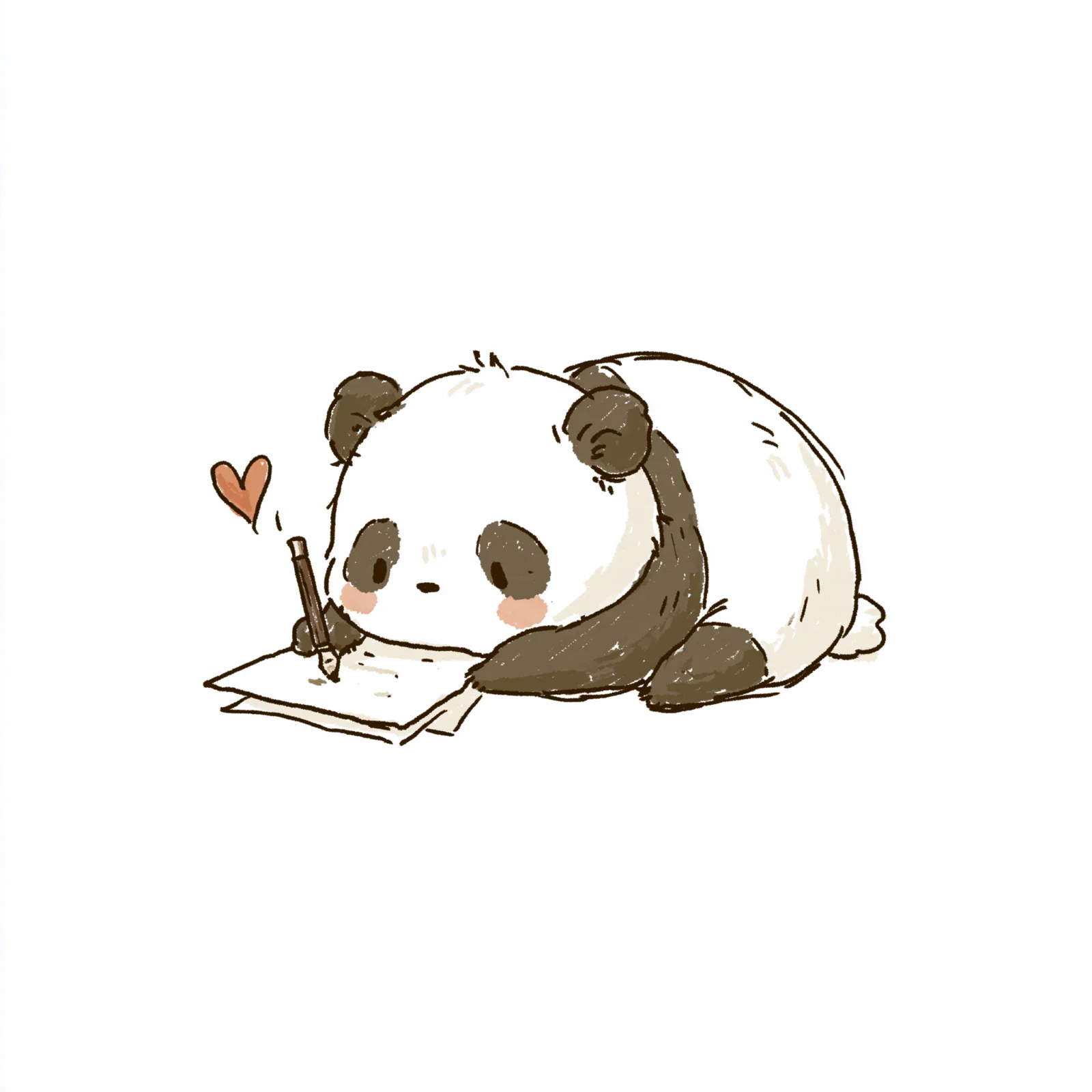 Cute Writing Panda Wall Art Printable – Sweet Baby Panda Nursery Print, Kids Room Wall Decor & Study Area Digital Poster