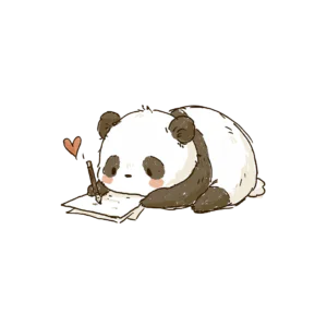 Cute Writing Panda Clipart PNG – Kawaii Baby Panda Bear Illustration, Sweet Journaling & Studying Digital Graphic