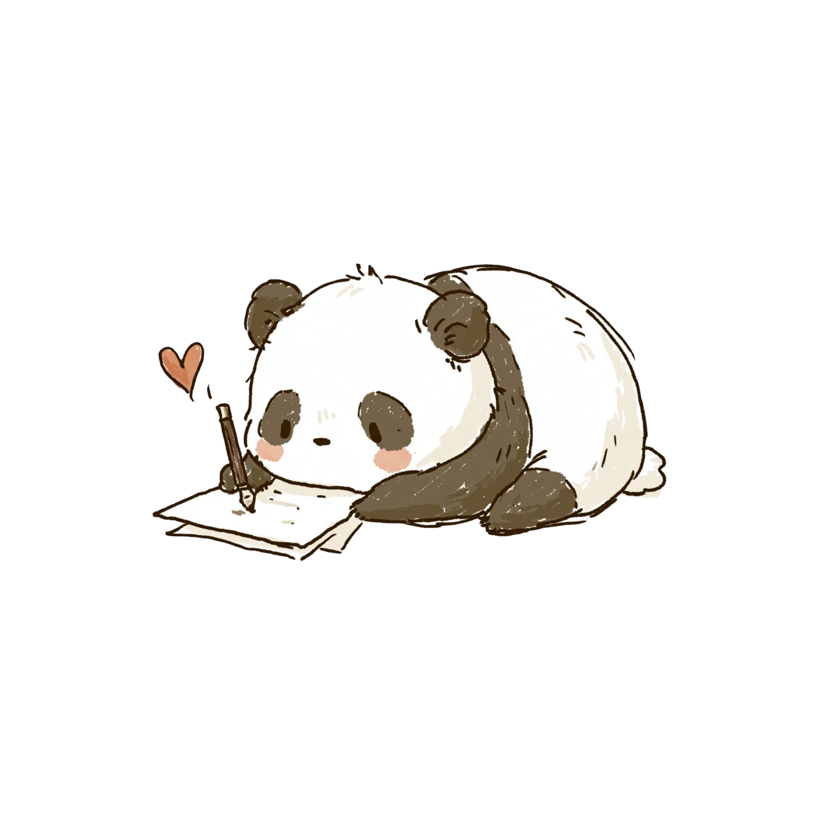 Cute Writing Panda Clipart PNG – Kawaii Baby Panda Bear Illustration, Sweet Journaling & Studying Digital Graphic