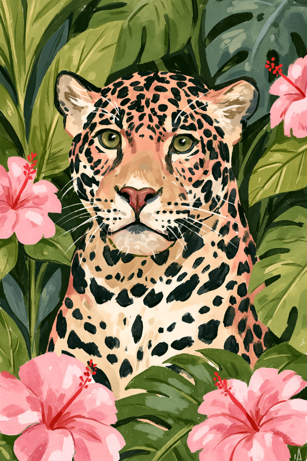 Tropical Jaguar Portrait Printable Art – Vibrant Jungle Oil Painting Poster Tropical Jaguar Portrait Printable Art – Vibrant Jungle Oil Painting Poster
