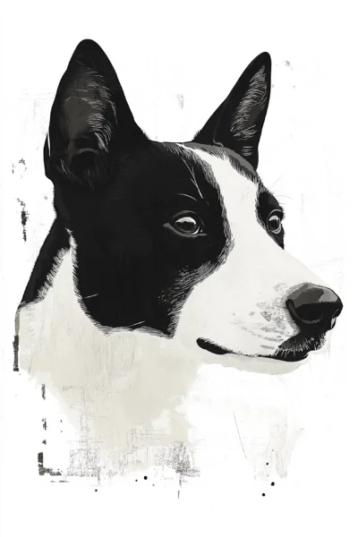Minimalist Black and White Dog Portrai