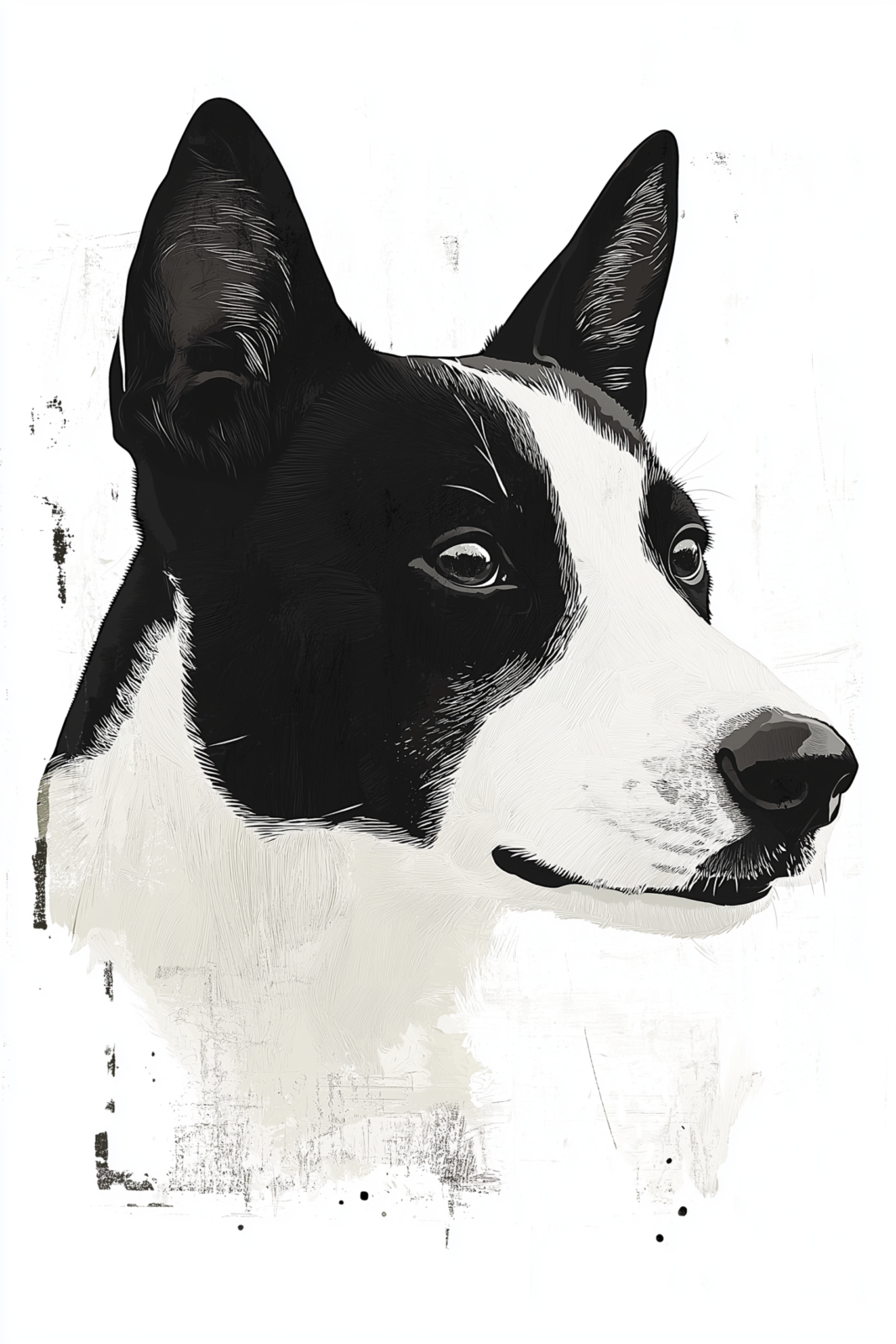 Minimalist Black and White Dog Portrai