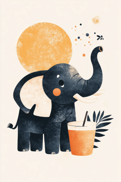 Cute Boho Elephant with Juice