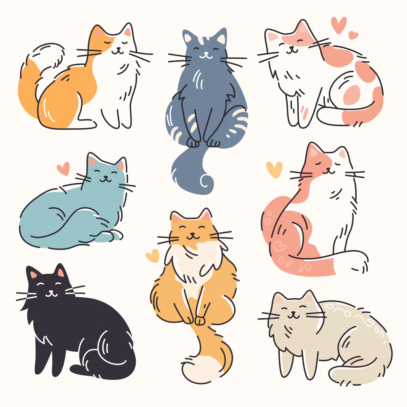 Whimsical Minimalist Kitten Pack